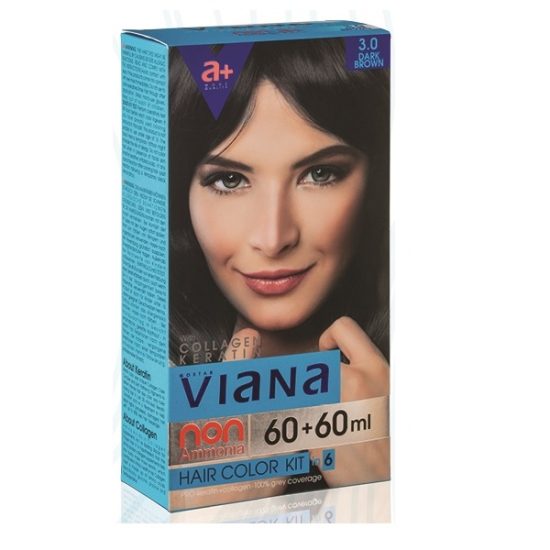 کیت رنگ مو ویانا (Viana) شماره 3.0 (قهوه ای تیره) حجم 120 میل